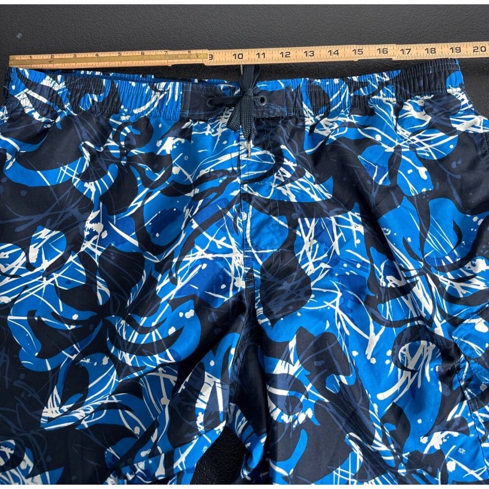 Speedo Men's Blue Hawaiian Floral Mesh Lined Swim Trunks W/Xtra Size L - Picture 8 of 8